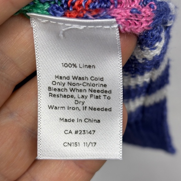 TALBOTS ¾ Sleeve Linen Pullover Knit Sweater Top Sailor Boat neck Beachy Coastal - Picture 4 of 8